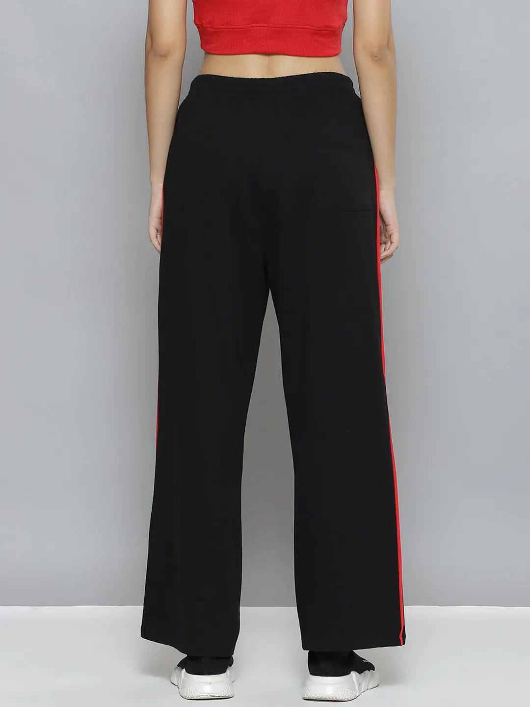 Women's Black Terry ACTIVE Pants with Piping Detail