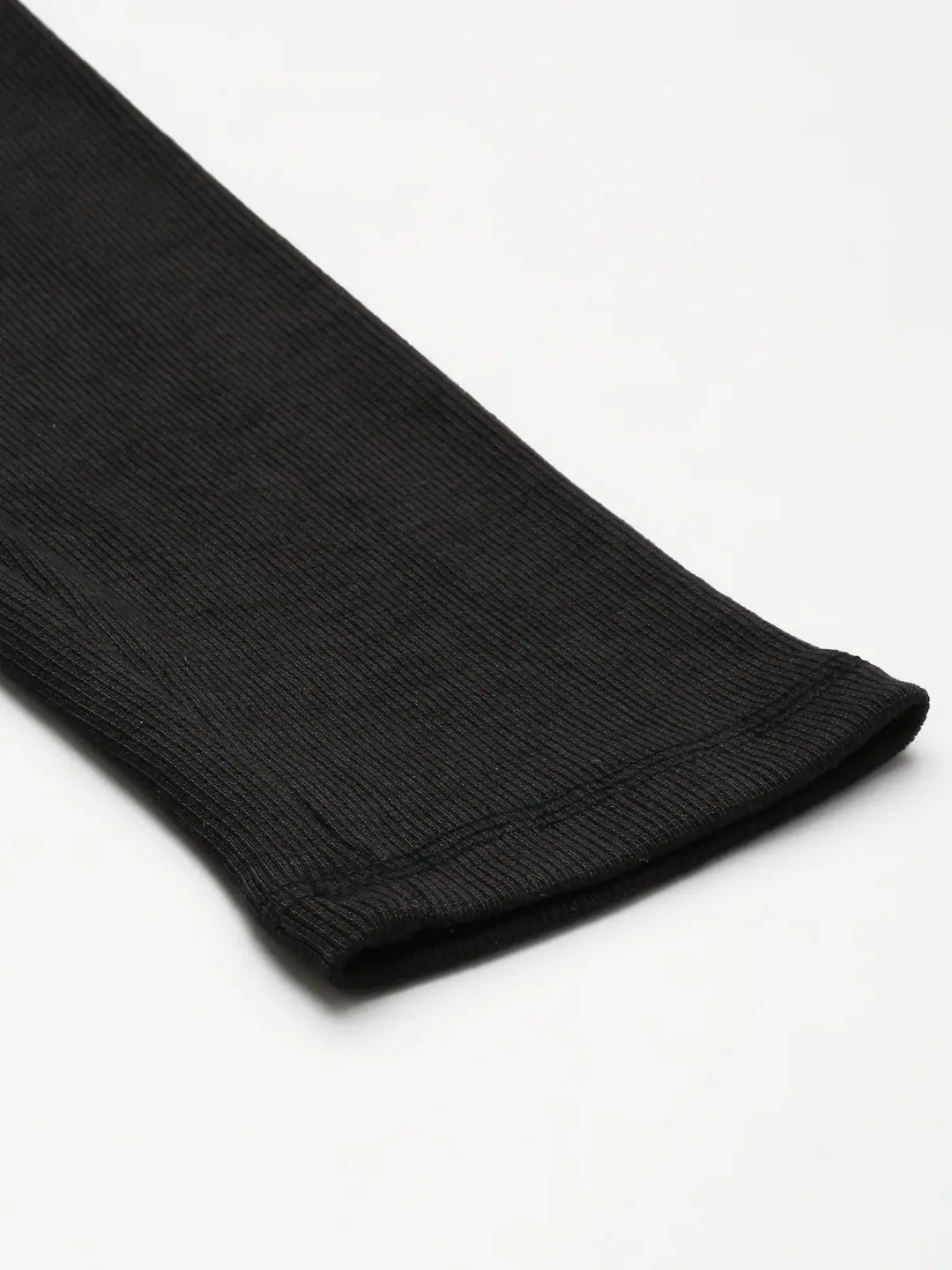 Black Active Tights - High Waist Ribbed Workout Gym Pants