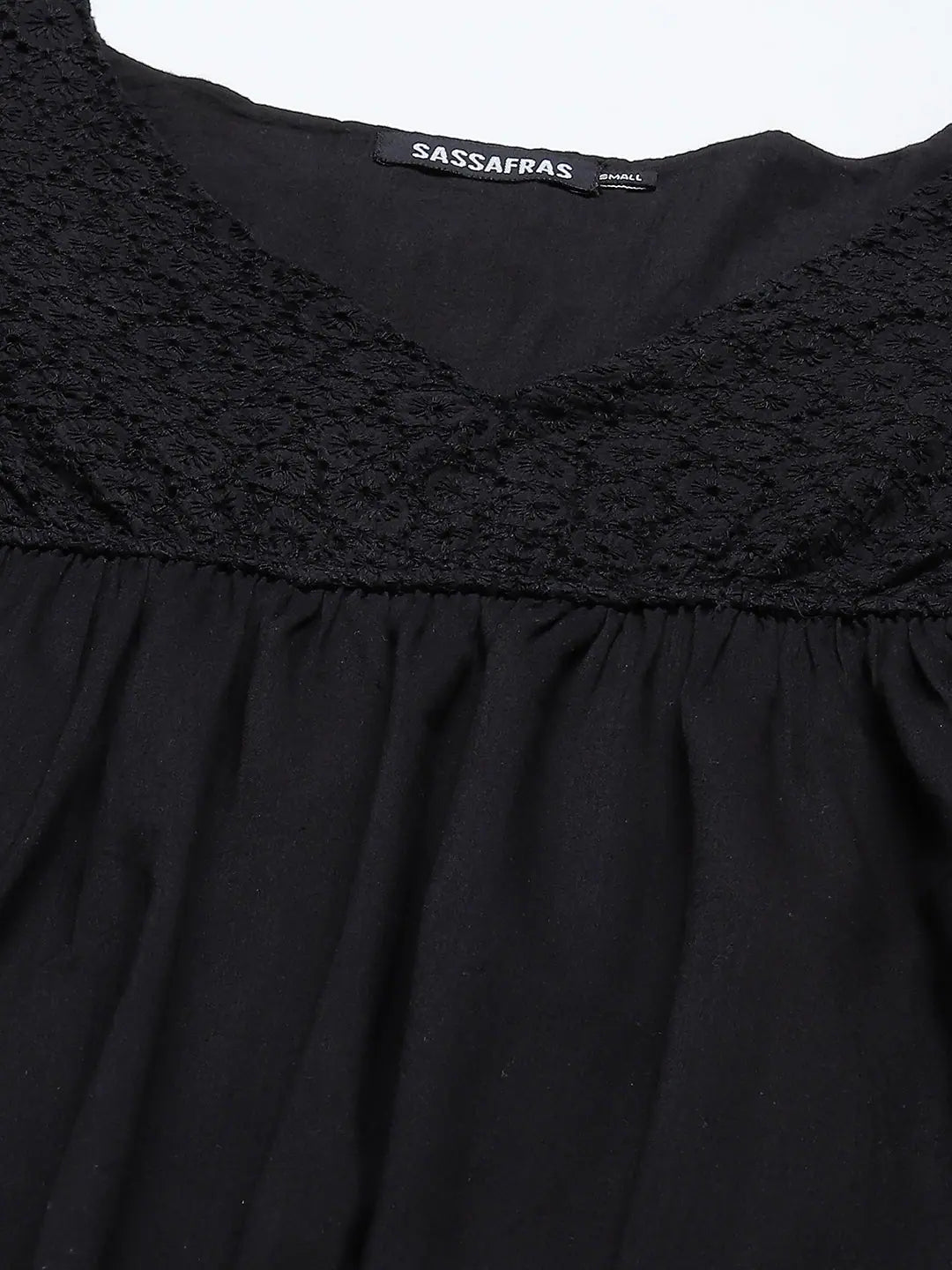 Black Schiffli Wrap Dress | Fit & Flare Women's Lehenga Style