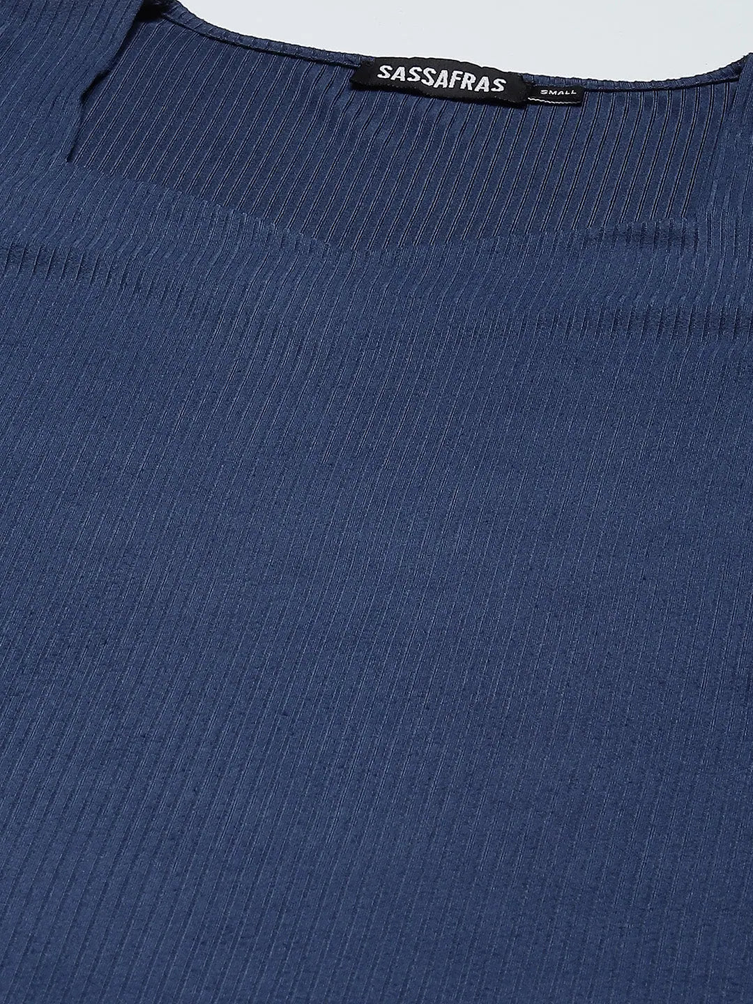 Blue BodyCon Midi Dress - Women's Lycra Rib Sweetheart Neck