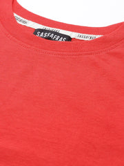 Women Red SASSY Side Boxy Crop T-Shirt