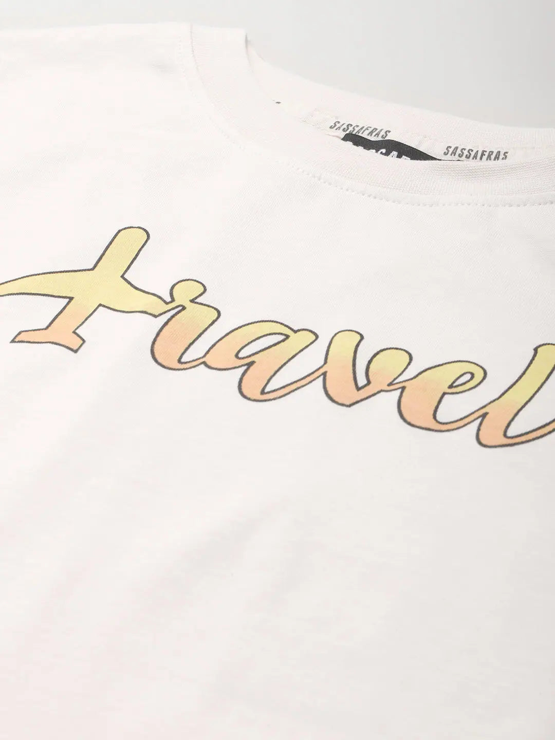 Women's TRAVEL Crop Top - Cream Boxy Fit T-Shirt