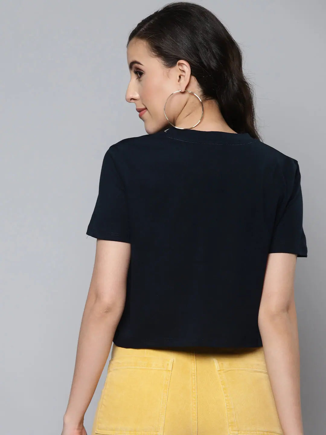 Navy WORKOUT Crop Top - Boxy Fit Women's T-Shirt