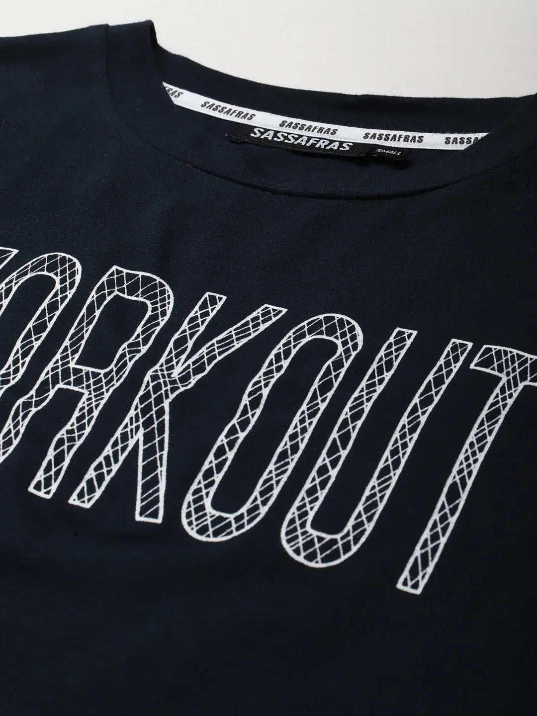 Navy WORKOUT Crop Top - Boxy Fit Women's T-Shirt