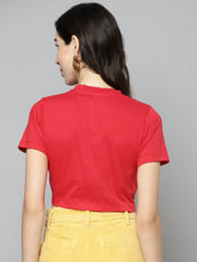 Women Red NOT TODAY Crop T-Shirt