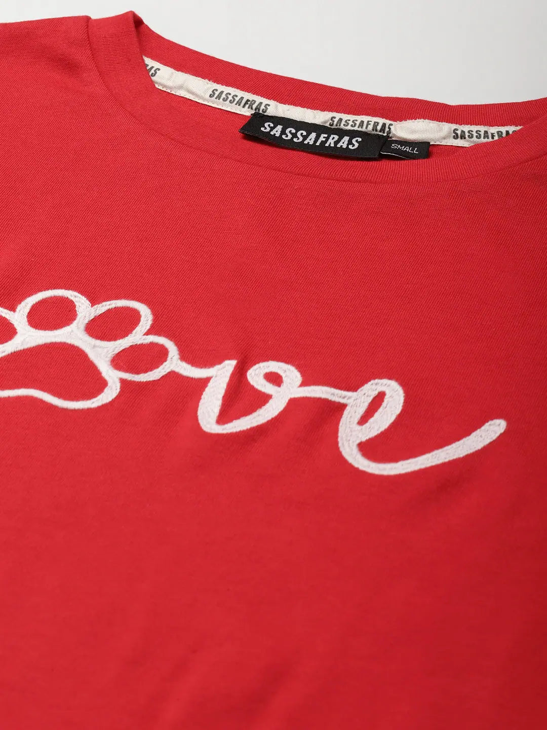 Red LOVE Embroidery T-Shirt for Women | Lehenga Choli Styles