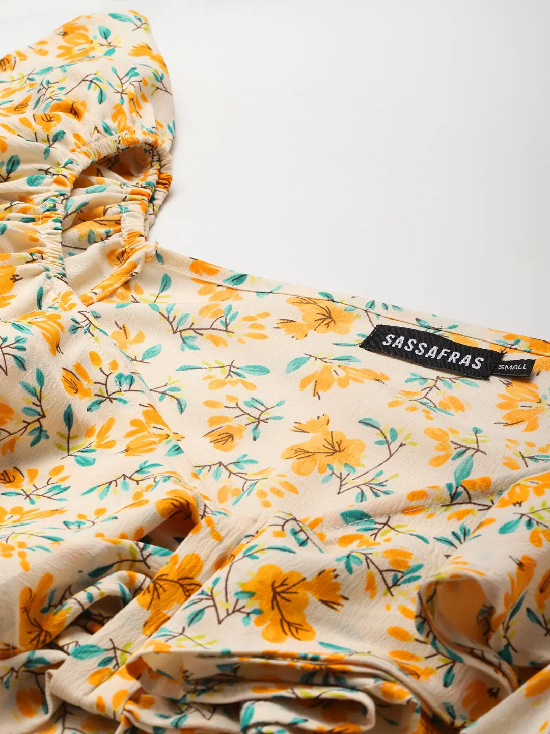 Off White Floral Crop Top - Women's Printed Designer Top