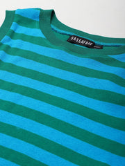 Women Green & Blue Rib Sleeveless Crop Top