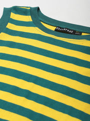 Women Green & Yellow Rib Sleeveless Crop Top