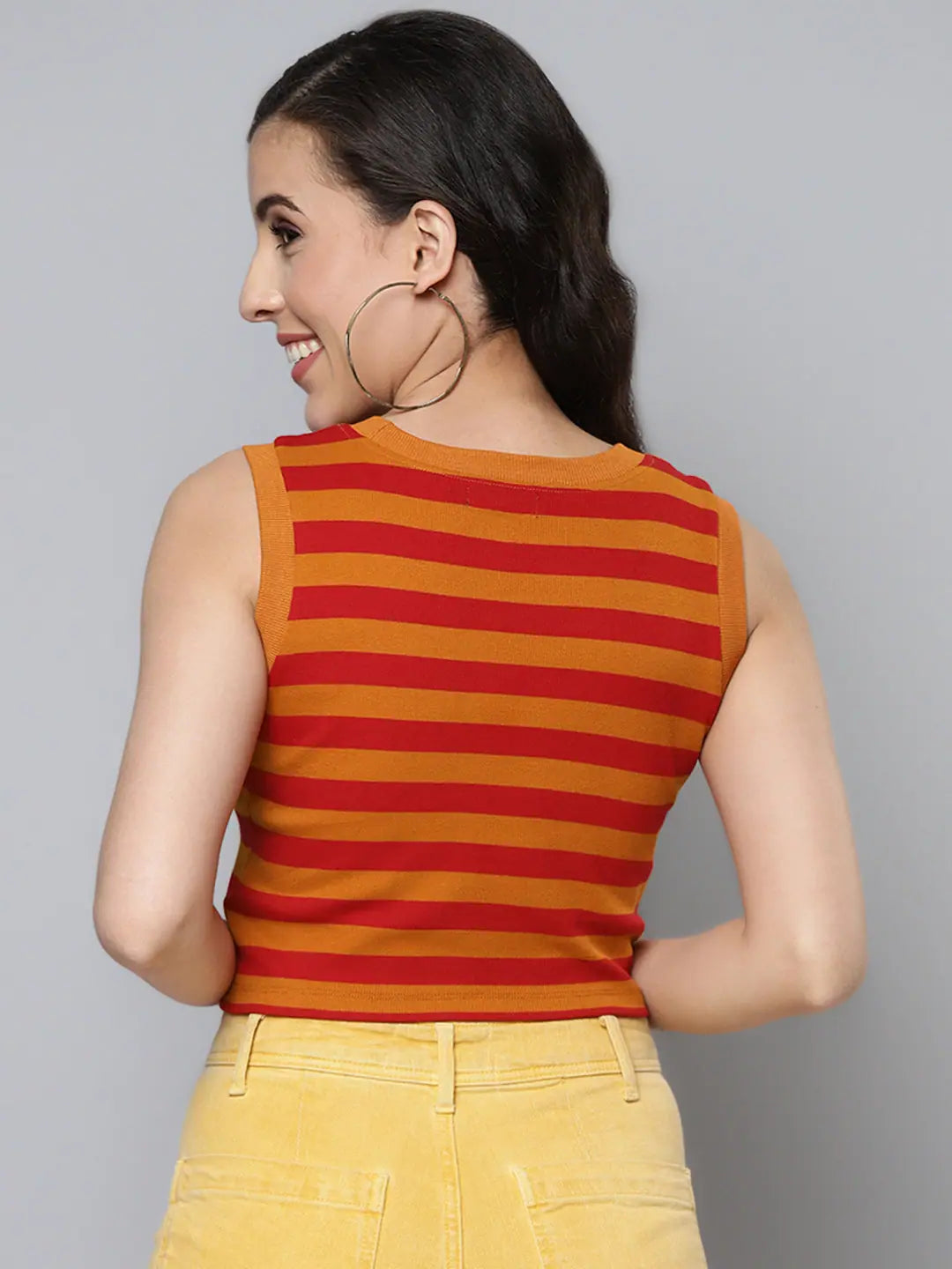 Rust & Red Rib Crop Top - Sleeveless Women's Top Online