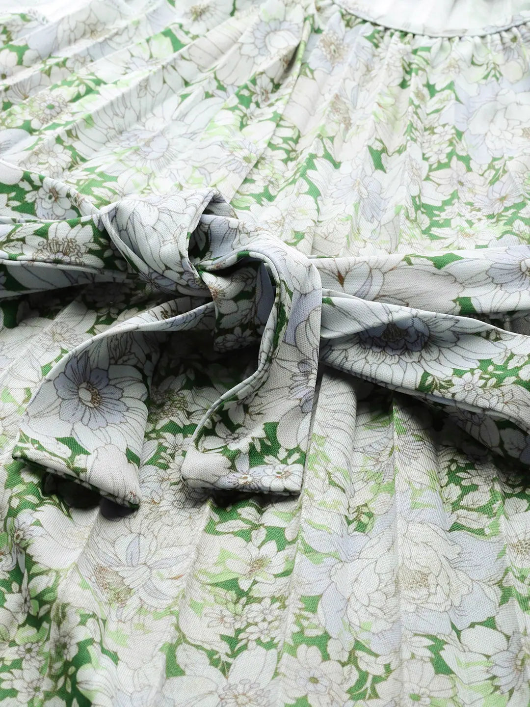 Green Floral Halter Top | Pleated Women's Designer Top
