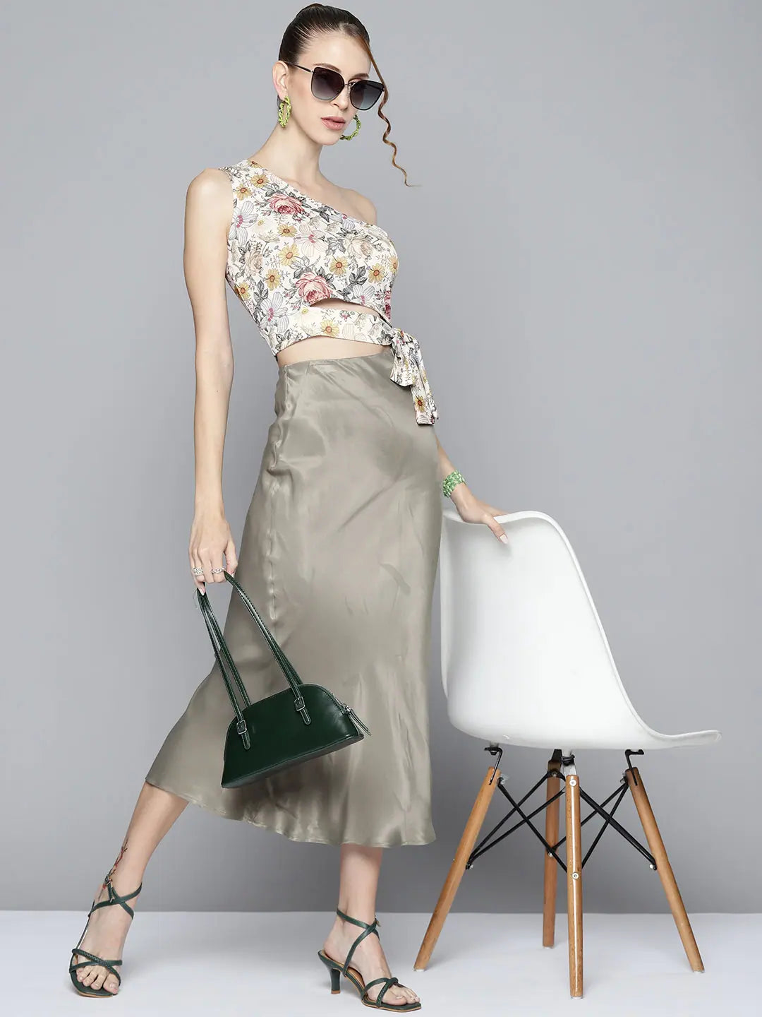 Off White Floral Crop Top | Women's Shoulder Top Online