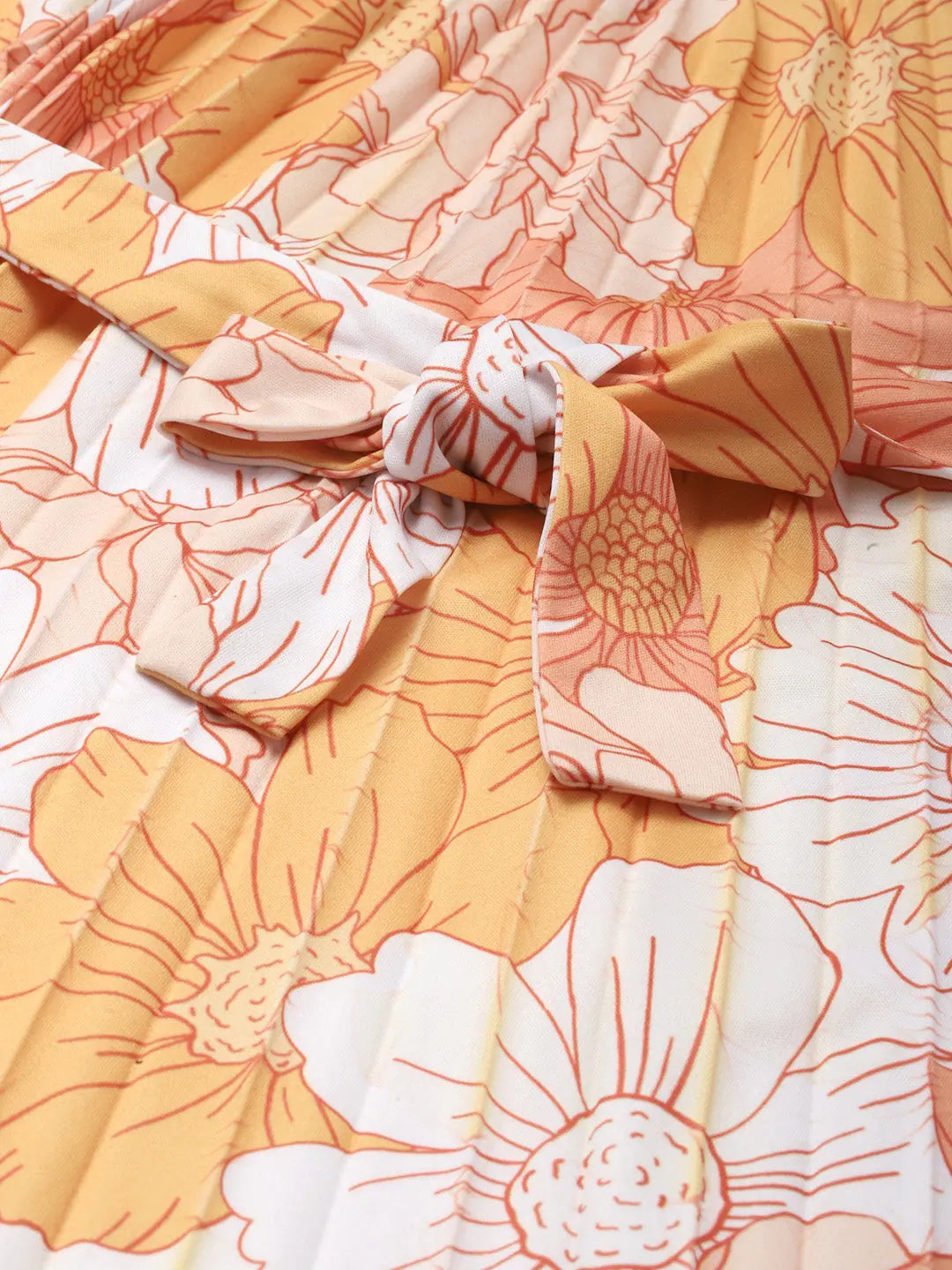 Mustard Floral Halter Top - Pleated Women's Top | Online
