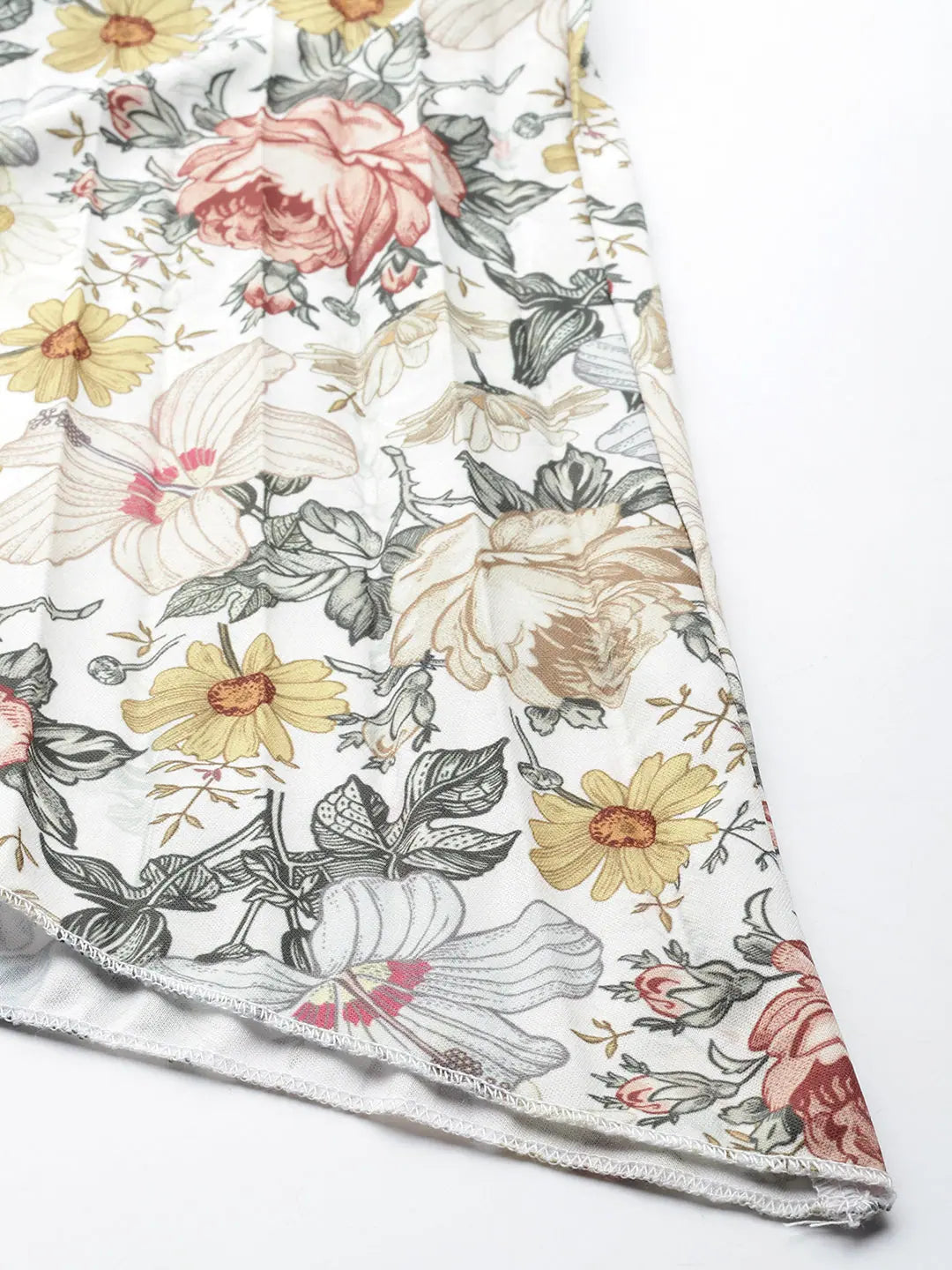 Off White Floral Pleated Skirt | Women's Western Clothing