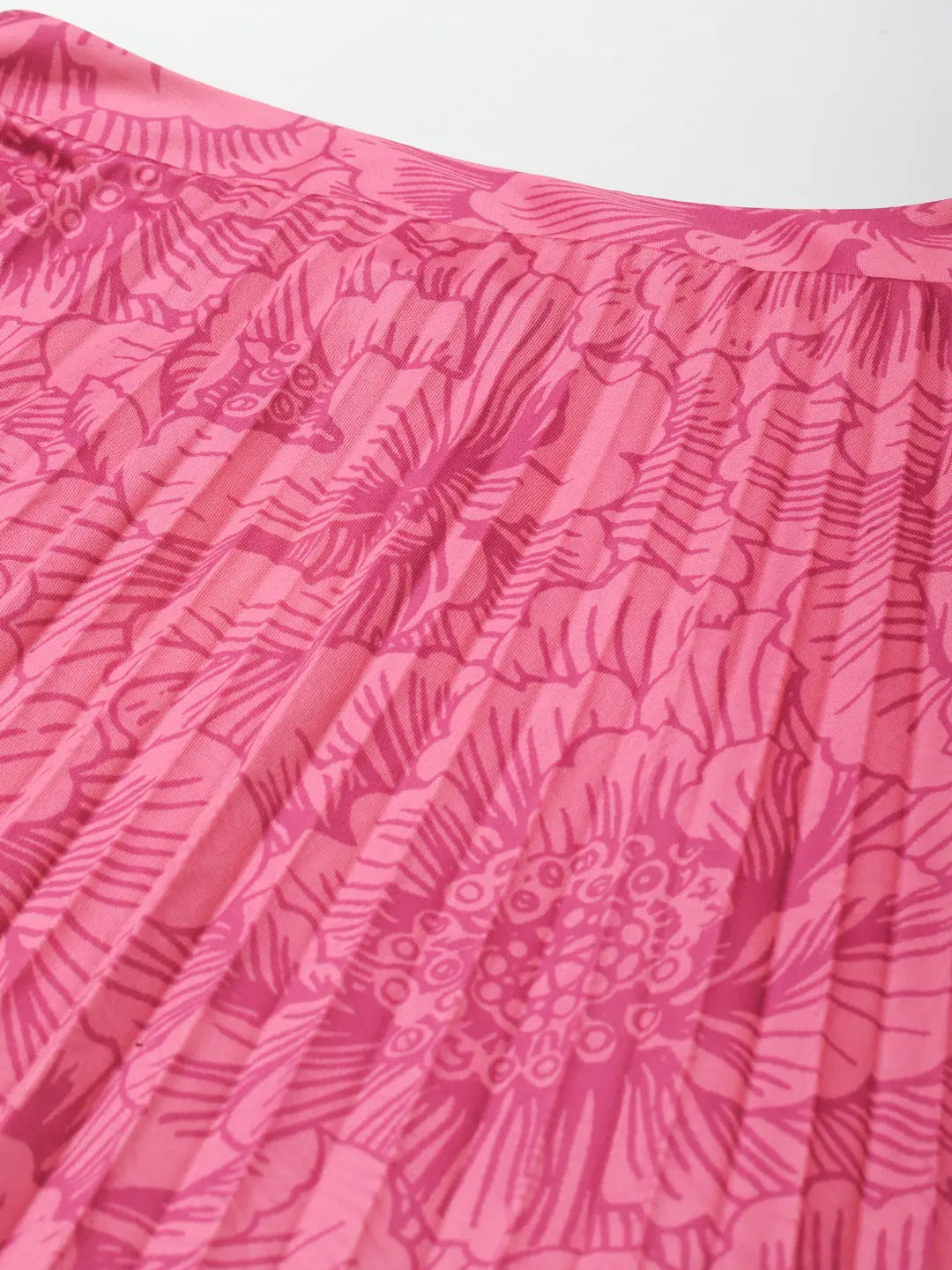Fuchsia Floral Pleated Skirt - Women's Lehenga Collection