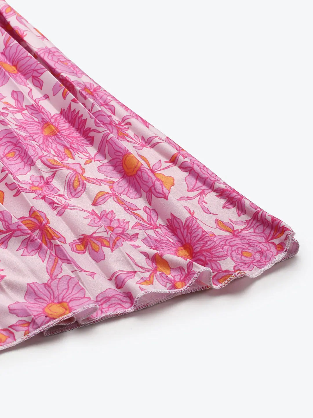 Pink Floral Pleated Skirt - Stylish Women's Western Wear