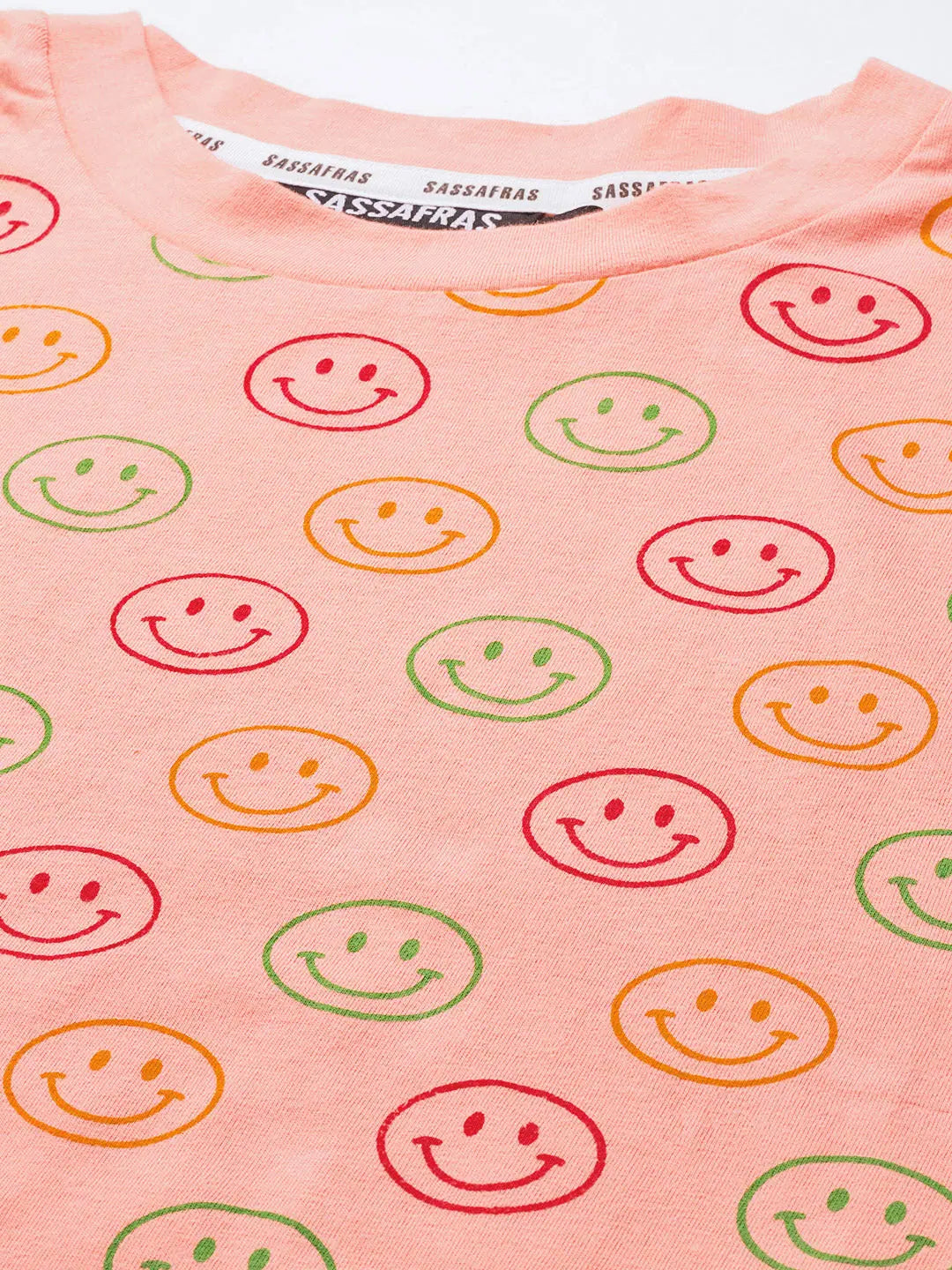 Pink Smiley T-Shirt Dress | Casual Ethnic Lehenga Style