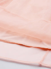 Women Pink Embroidered Collar Organza Dress