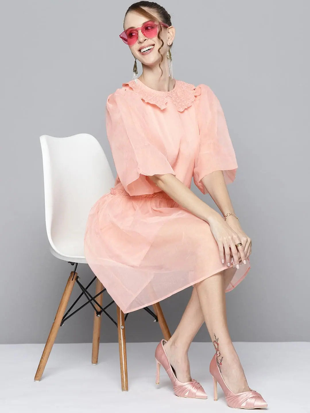 Pink Embroidered Organza Dress | Wedding Lehenga Alternative