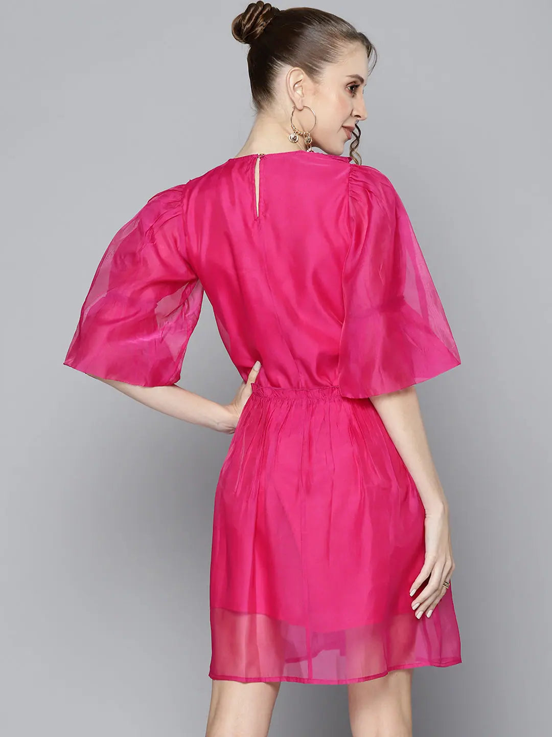 Magenta Embroidered Organza Dress | Designer Lehenga Alternative