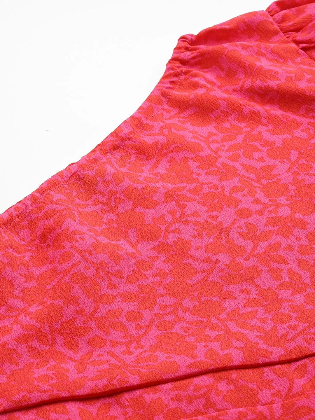 Fuchsia Floral Dress | Women's One Shoulder Frill Mini