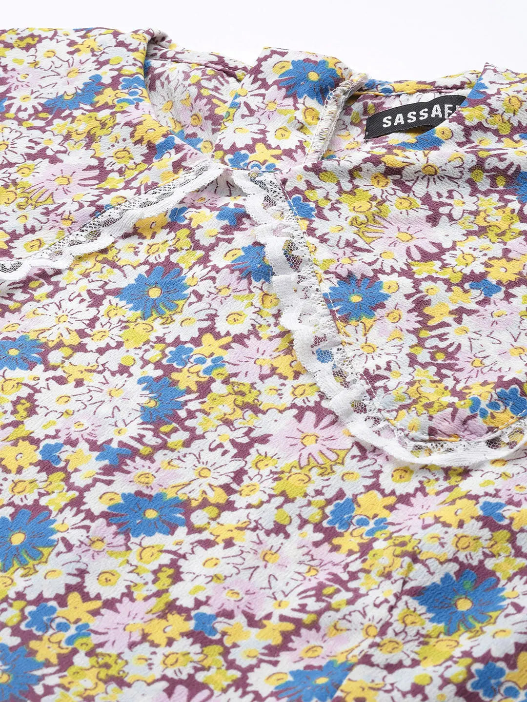 White Floral Midi Dress | Women's Frill Hem Fit & Flare