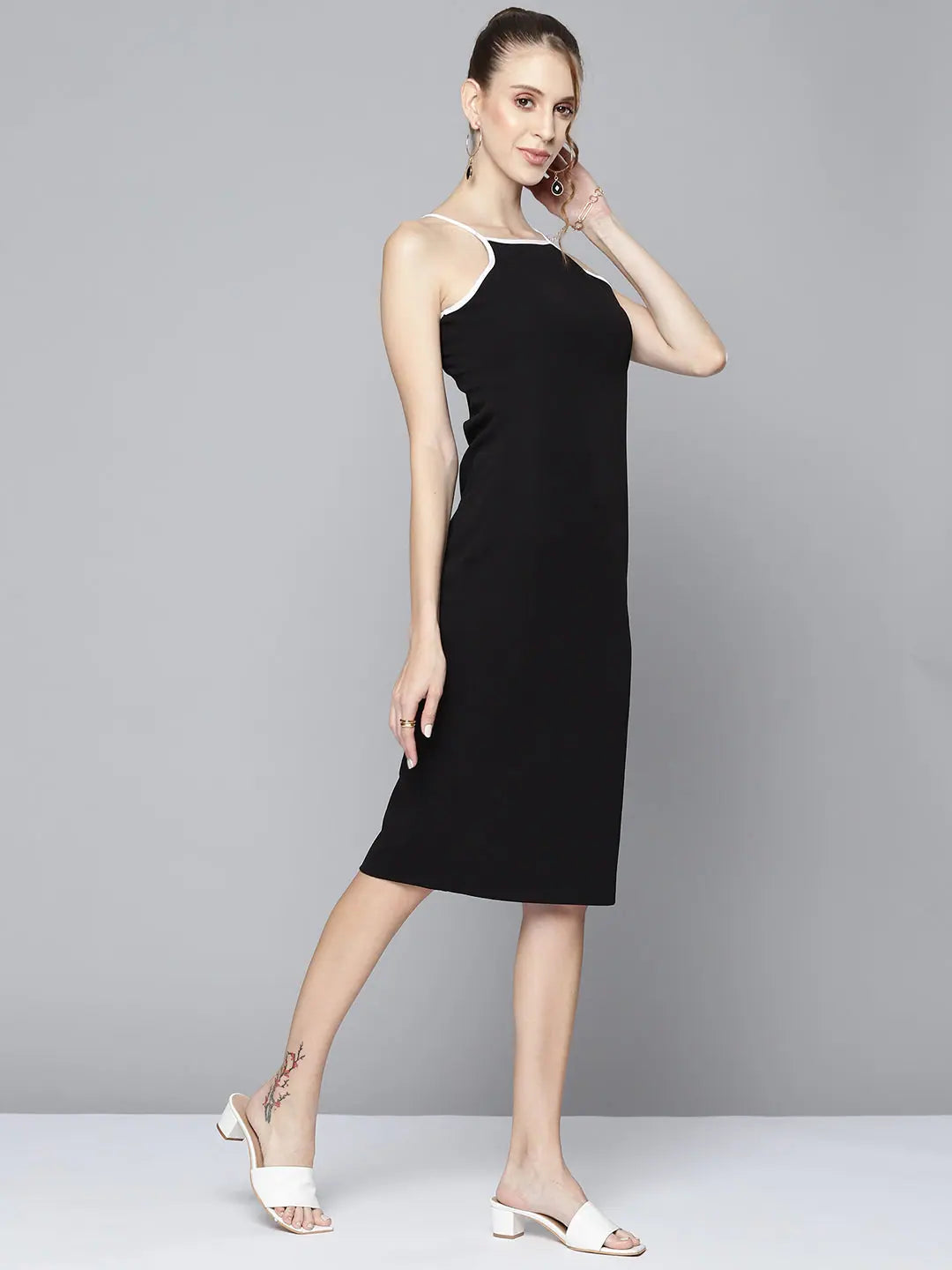 Black & White Bodycon Dress | Women's Stylish Knee-Length Dress