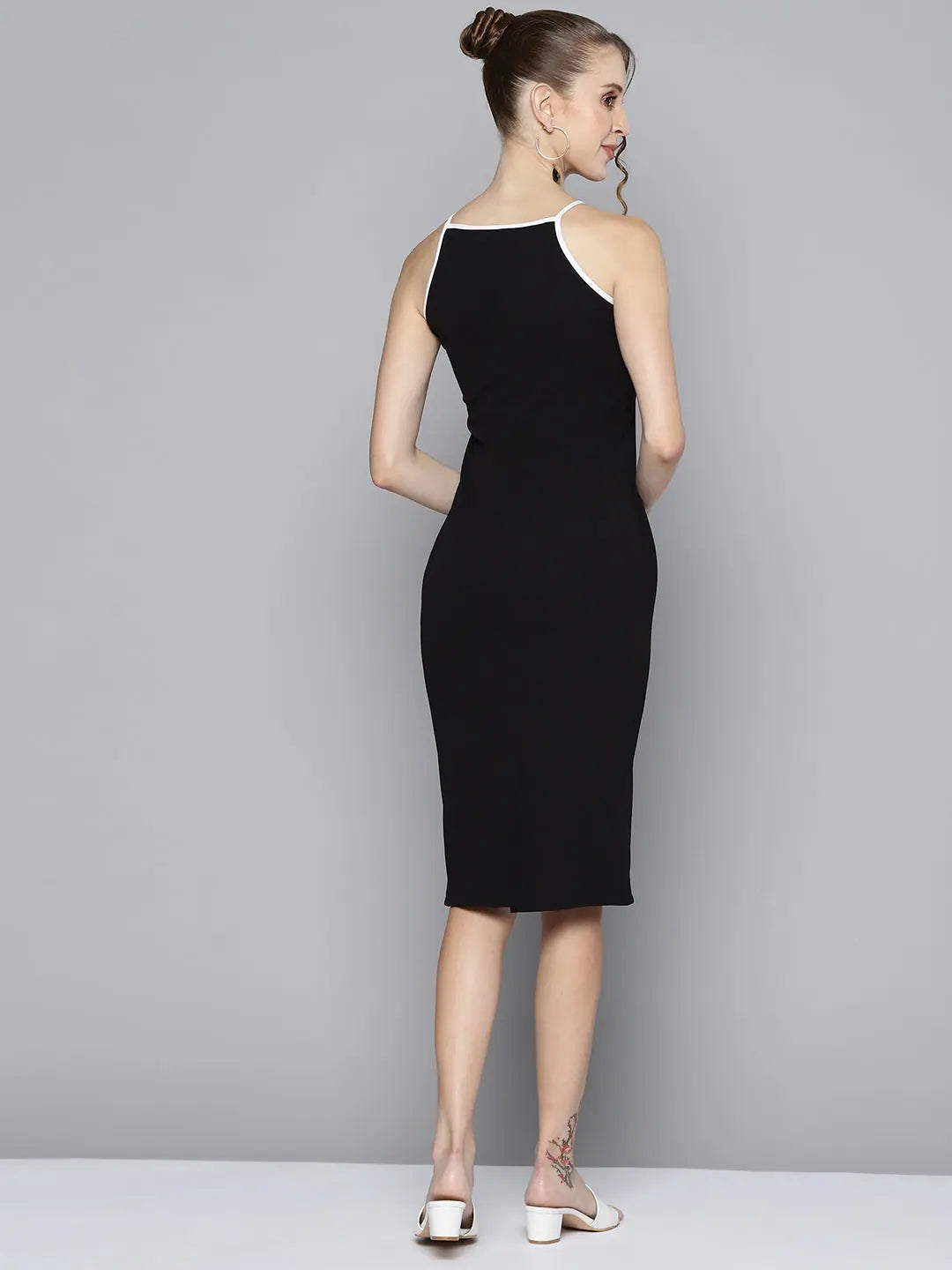 Black & White Bodycon Dress | Women's Stylish Knee-Length Dress