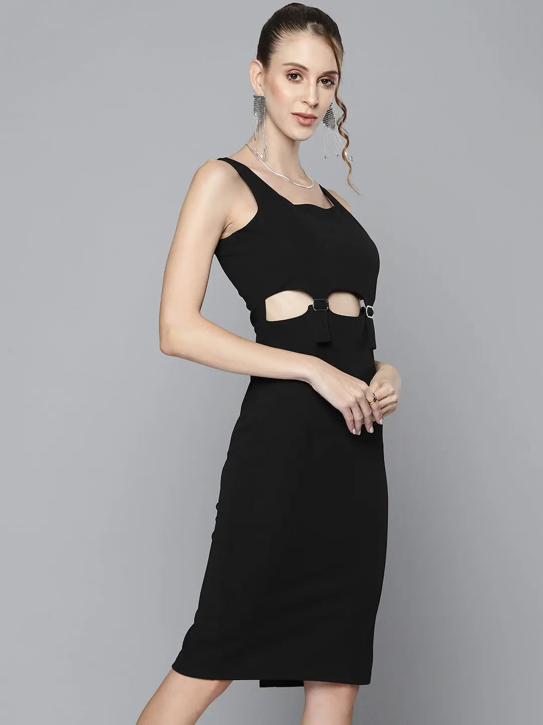 Black Cut-Out Bodycon Dress | Women's Karera Fabric Style