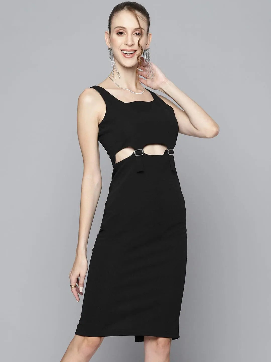Black Cut-Out Bodycon Dress | Women's Karera Fabric Style