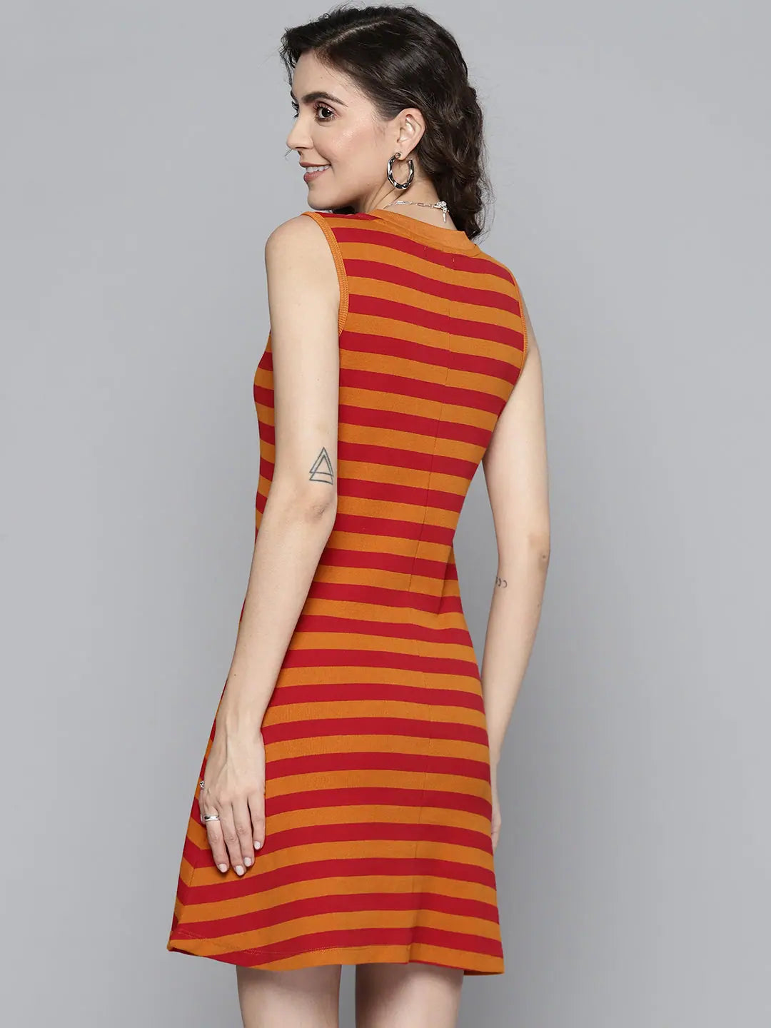 Striped Rib A-Line Dress | Women's Lehenga Fashion