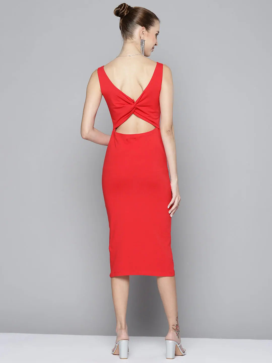 Red Cut-Out Bodycon Dress | Women's Lehenga Look