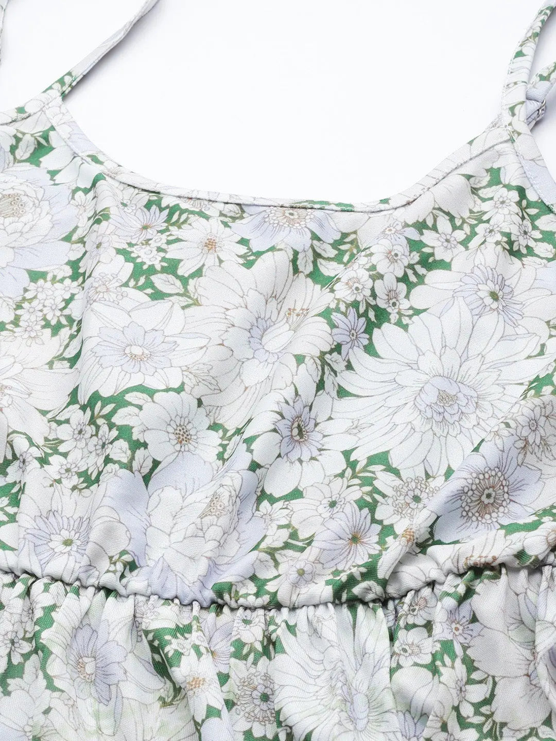 Green Floral Strappy Fit & Flare Dress | Women's Printed Dress