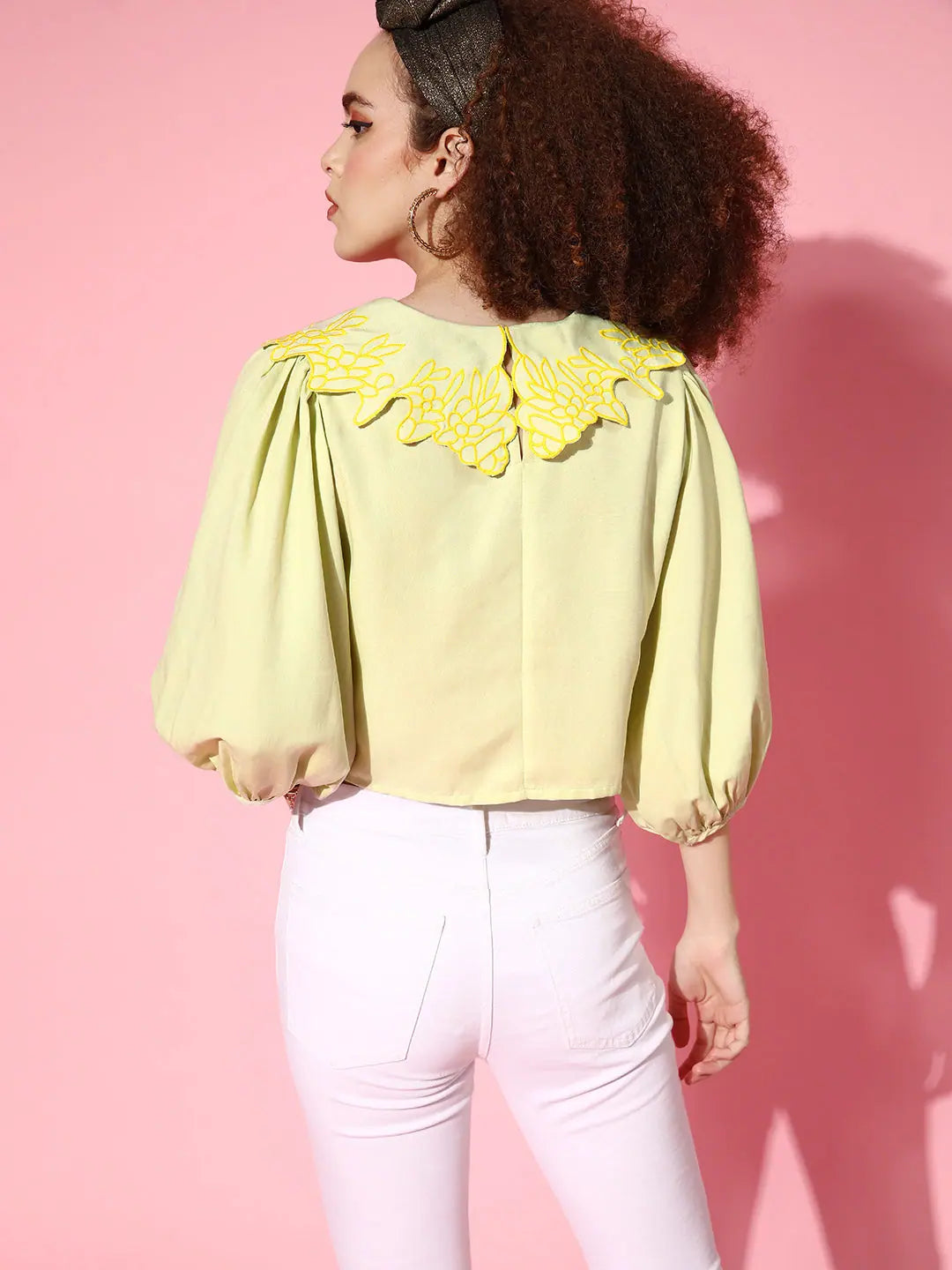 Mint Green Embroidered Crop Top | Women's Western Wear