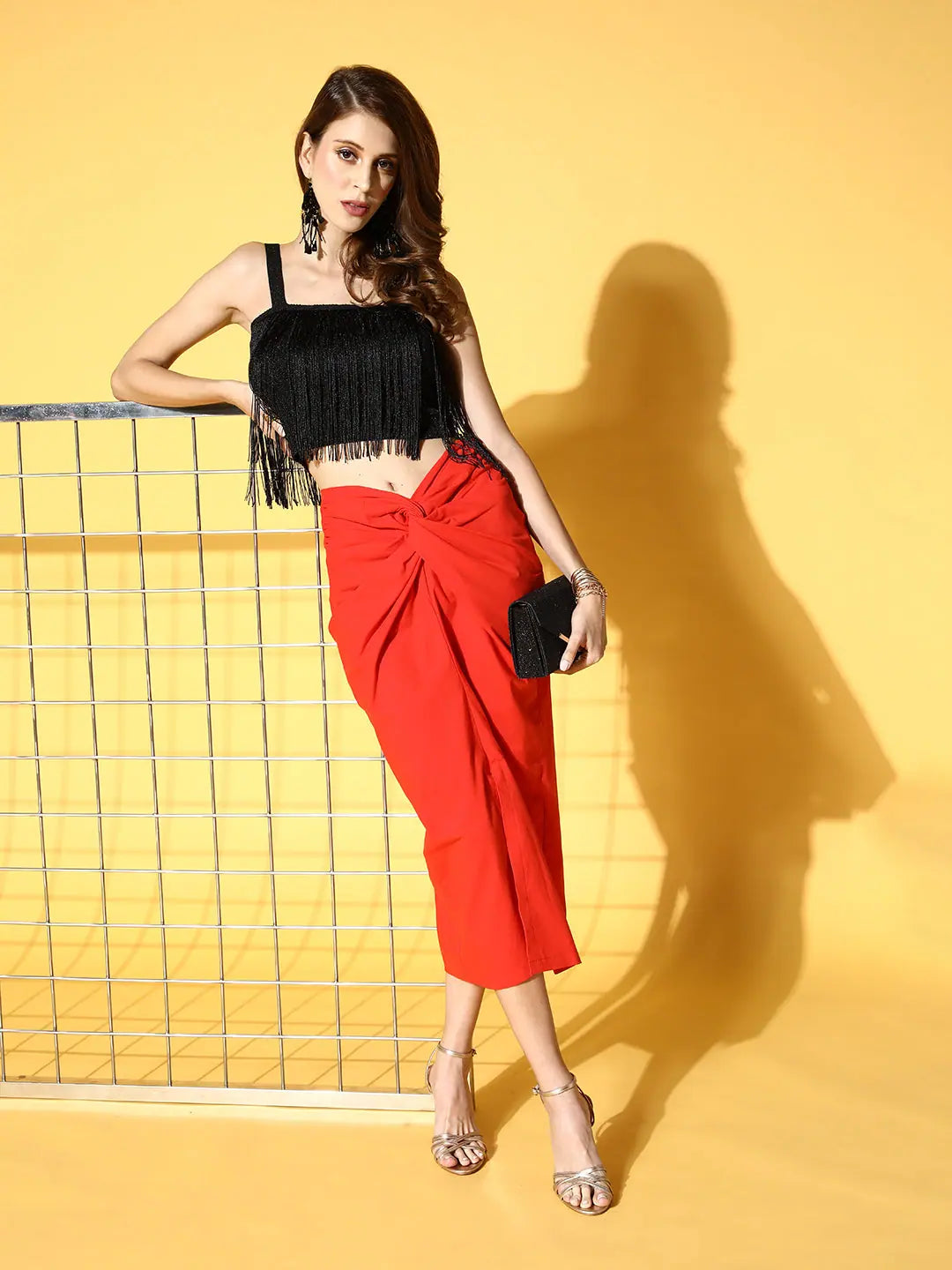 Orange Twisted Knot Skirt - Women's Western Wear