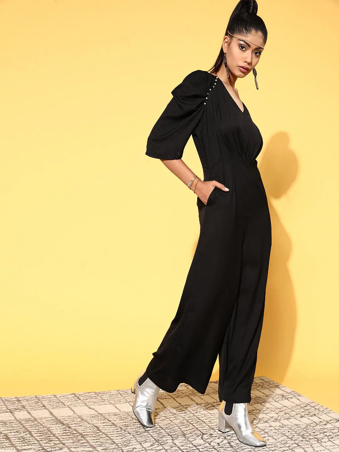 Black Pearl Jumpsuit - Women's Lehenga Style & Festive Wear