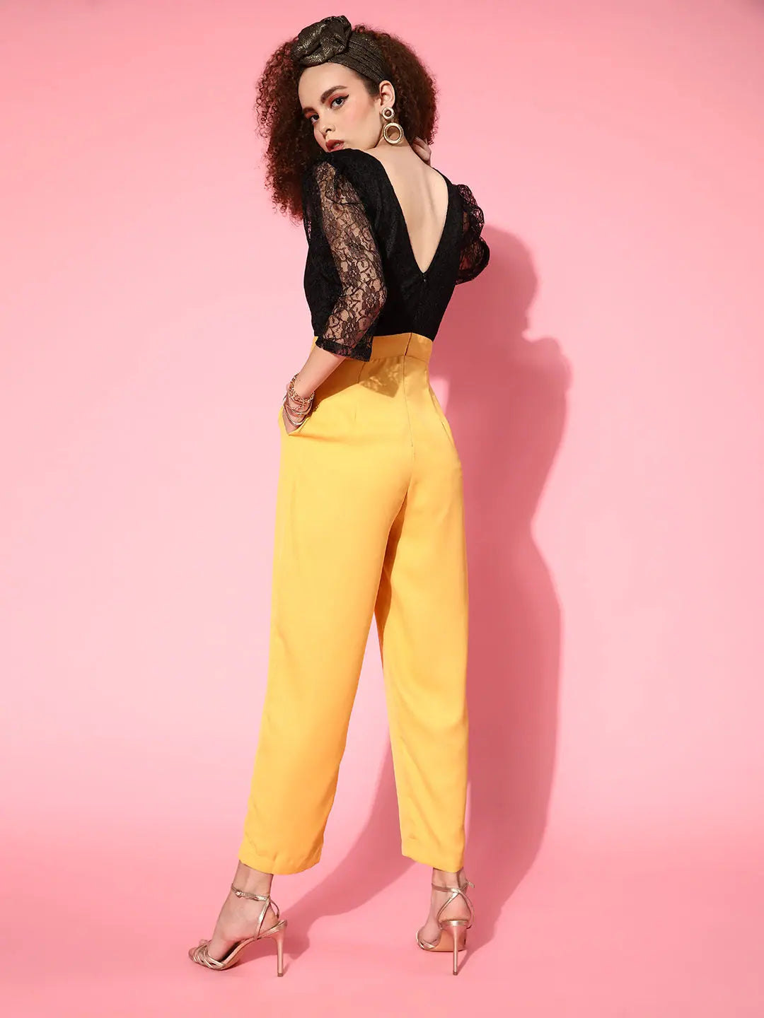 Mustard Jumpsuit with Lace Detail | Women's Jumpsuit Online