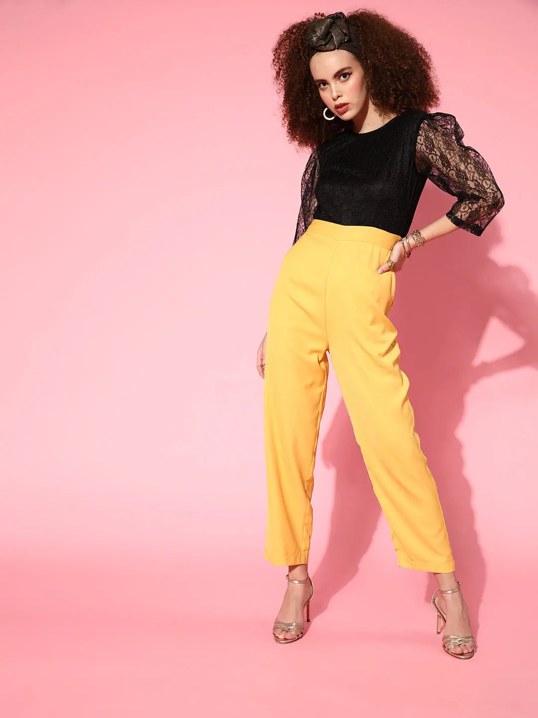 Mustard Jumpsuit with Lace Detail | Women's Jumpsuit Online