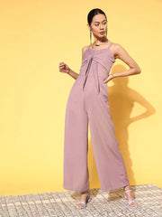 Women Solid Lavender Jumpsuits & Sets