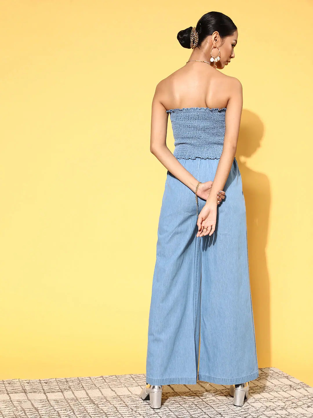 Women's Blue Solid Tencel Jumpsuit | Comfort Fit