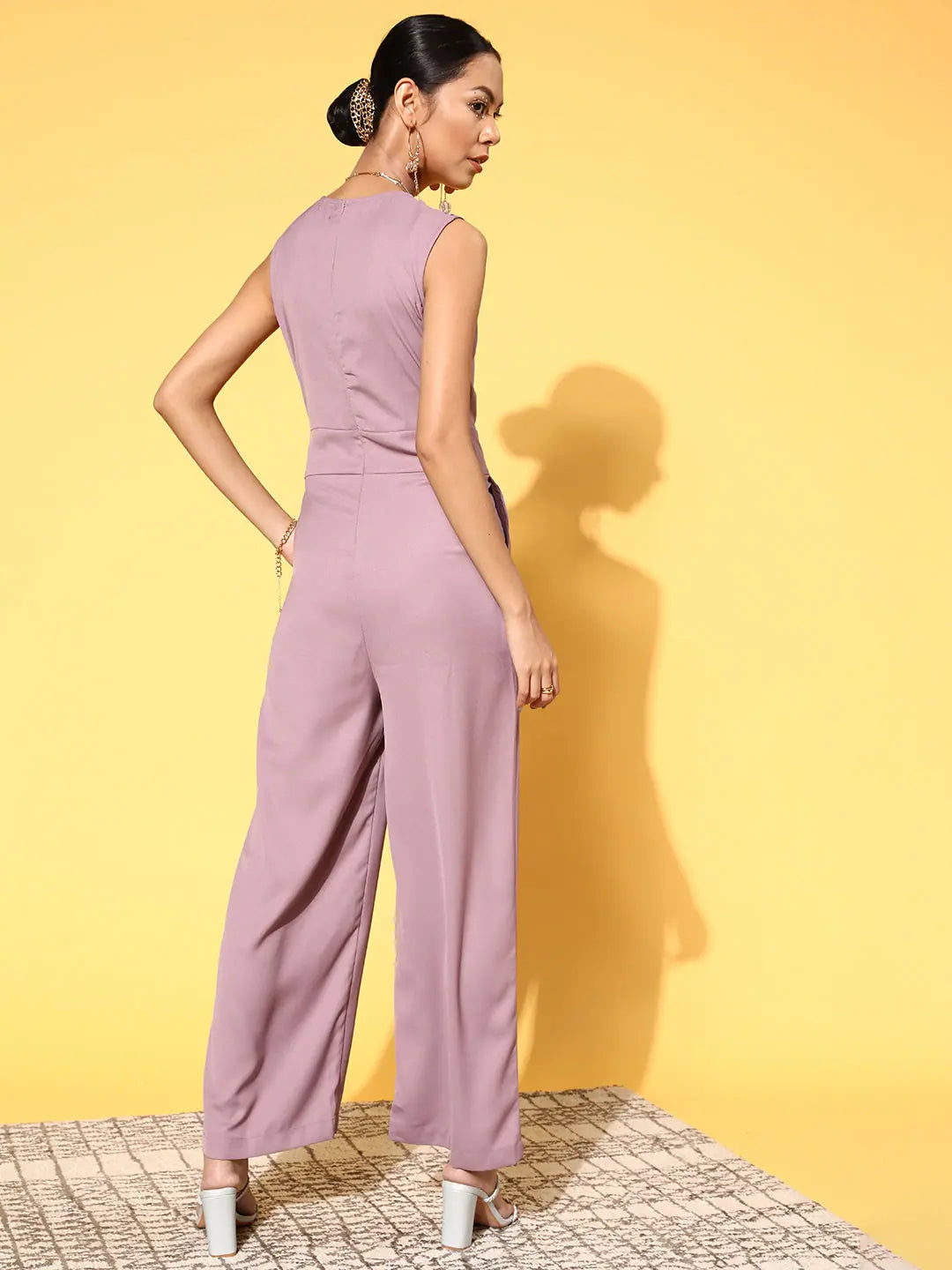 Lavender Jumpsuit for Women | Solid Wrap Jumpsuit