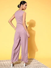 Women Solid Lavender Jumpsuits & Sets