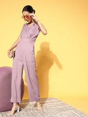 Women Solid Lavender Jumpsuits & Sets