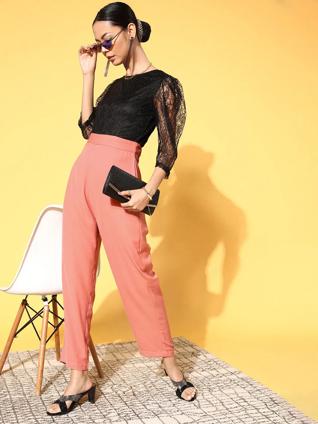 Pink Lace Jumpsuit | Party Wear Lehenga for Women