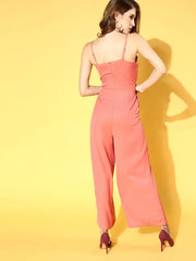 Women Solid Pink Jumpsuits & Sets