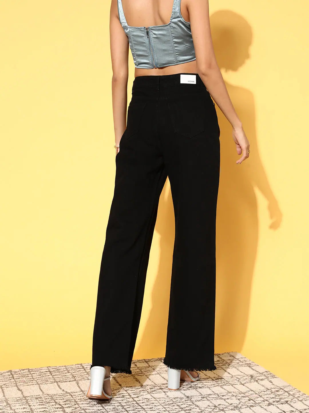 Black Line-Art Print Jeans | Women's Western Wear
