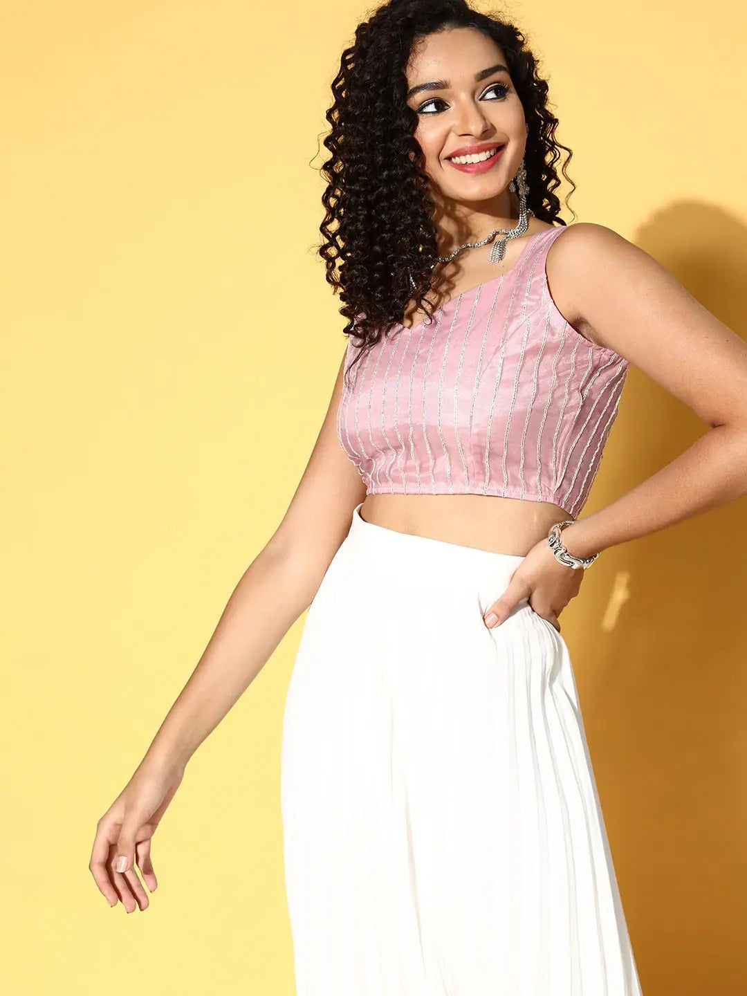 Lavender Crop Top - Women's Embroidered Lehenga Top for Party