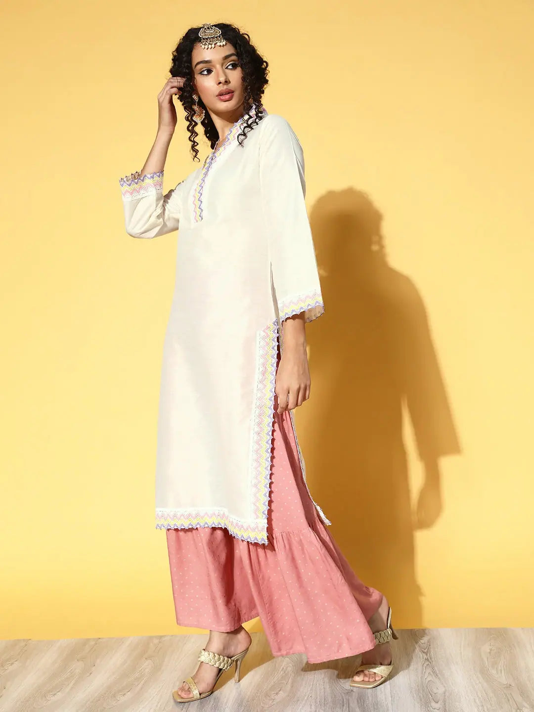Off White Lace Kurta - Elegant Indian Kurtis Online Store