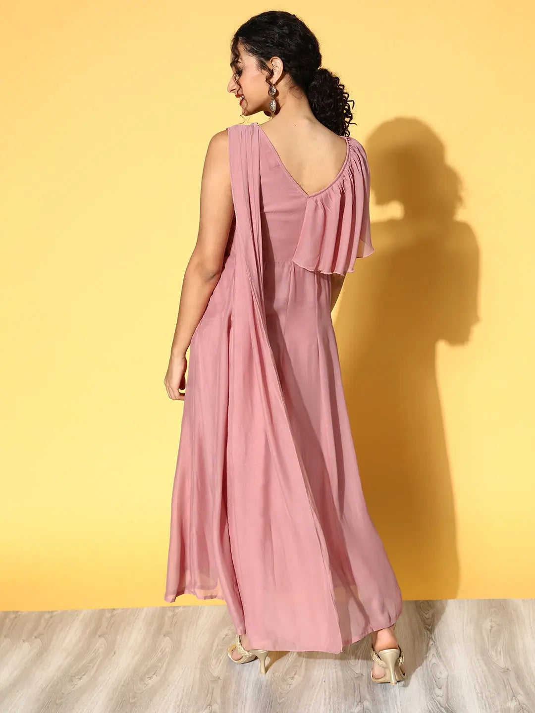 Baked Pink Drape Anarkali Dress - Stylish Anarkali Suits