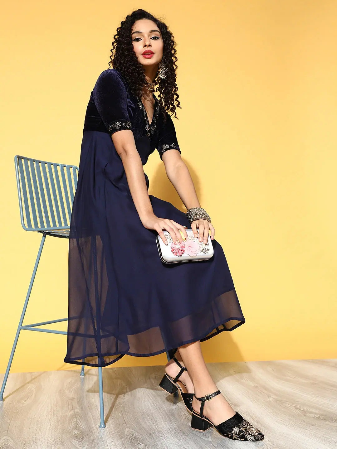 Navy Embroidered Anarkali Dress - Stunning Anarkali Suits for ...